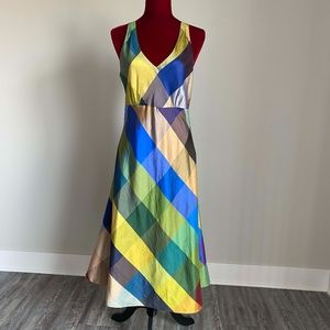 Silk chequered multi-color dress